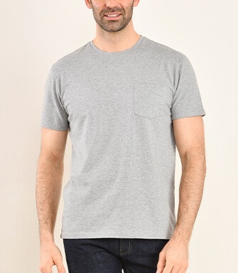 Light Grey melange organic cotton plain t-shirt - EDGAR II