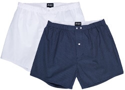 Box of 2 Plain white/printed navy and beige Men's boxer shorts - ELON