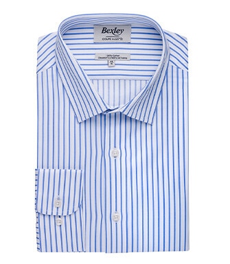 White shirt with blue stripes - LÉONEL