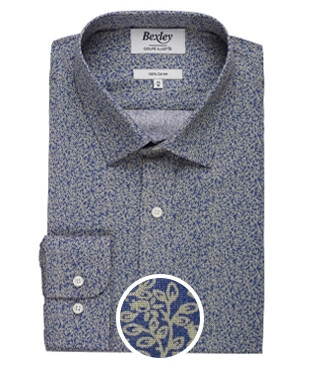 Blue & Beige printed shirt - ULDÉRIC
