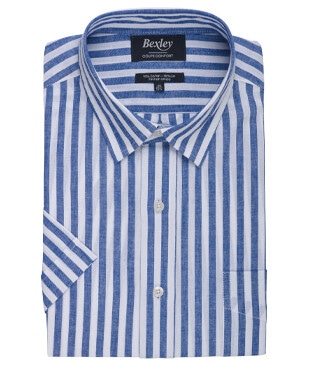 Blue ocean short sleeve shirt with white stripes  - SALVIEN MC