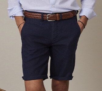 Navy linen shorts - BORYS