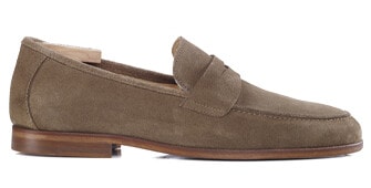 Light Taupe Suede Men's penny loafers - DERVIO