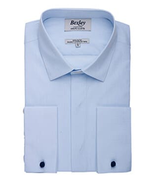 Pale Blue shirt with French cuffs and covered placket - OLIVIO