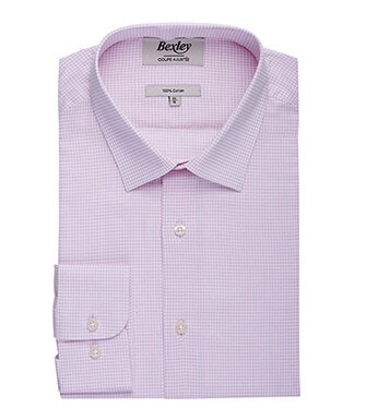 White with light pink check men's twill shirt - MARTINIEN