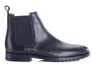 Black men's chelsea boots rubber outsole with separate heel - BENTFIELD GOMME