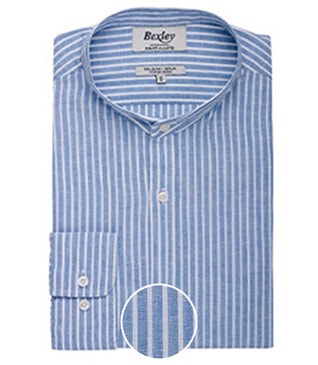 Blue vintage Chambray & White stripes seersucker shirt  - DALBERT