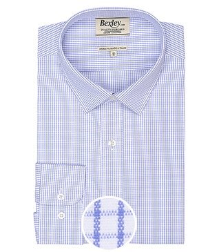 Shirt with white and blue thin checks - MARTIN