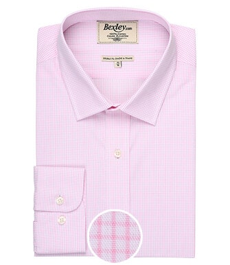 Shirt with white and pink thin checks - MARTIN
