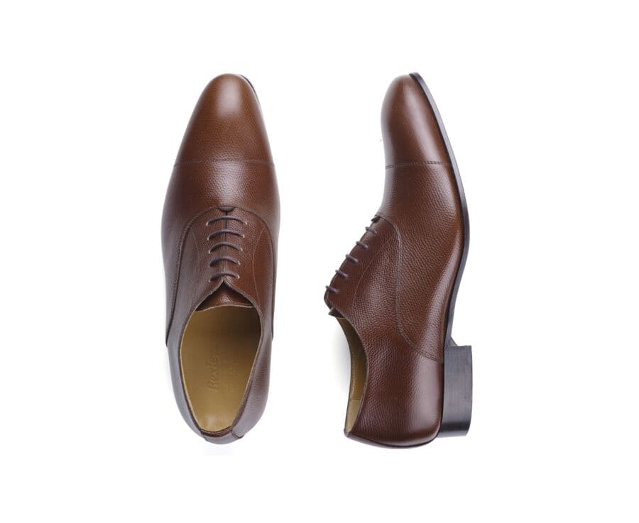 Sweet chestnut grained leather Men's Oxford shoes - Leather outsole ...