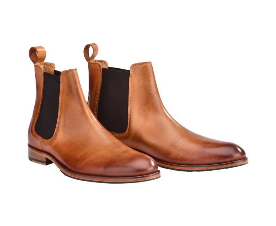 Hazelnut Leather Chelsea Boots - DAWSON II PATIN
