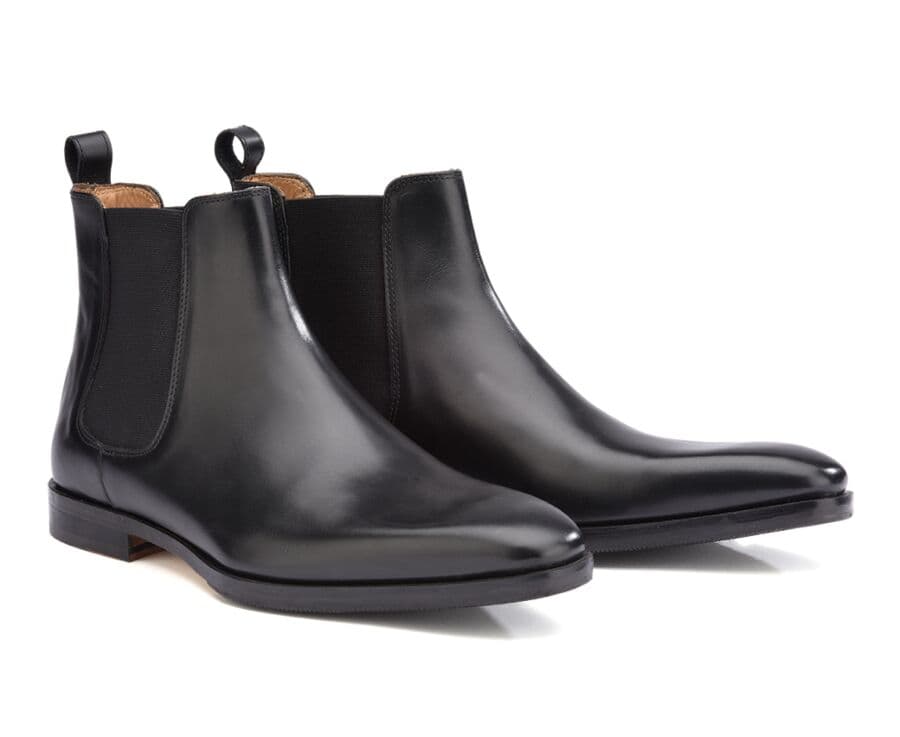 Black Leather Chelsea Boots - BERGAME PATIN