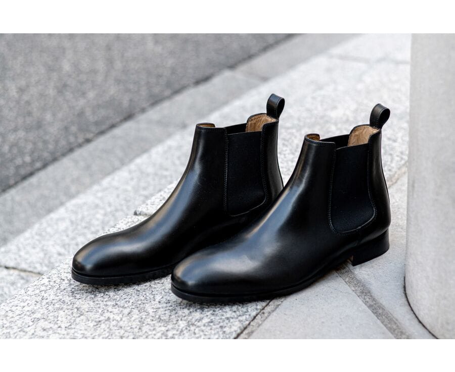 Black Leather Chelsea Boots - BERGAME PATIN