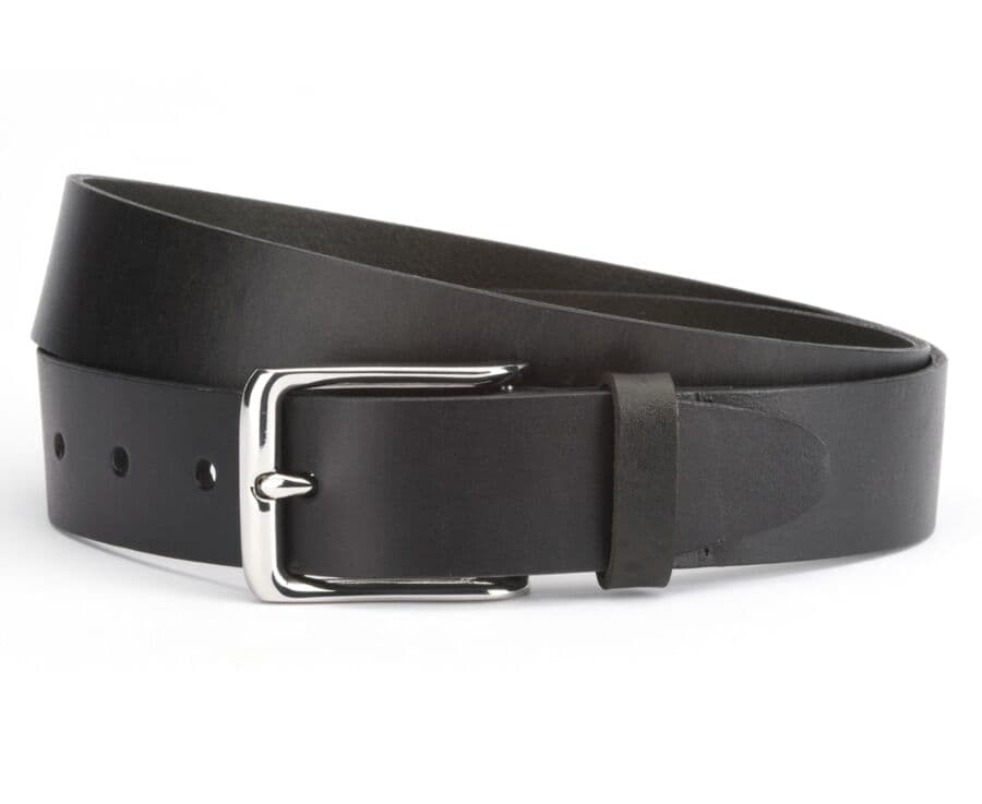 Men's Black Leather Belt Westwood Ii Silver | Bexley