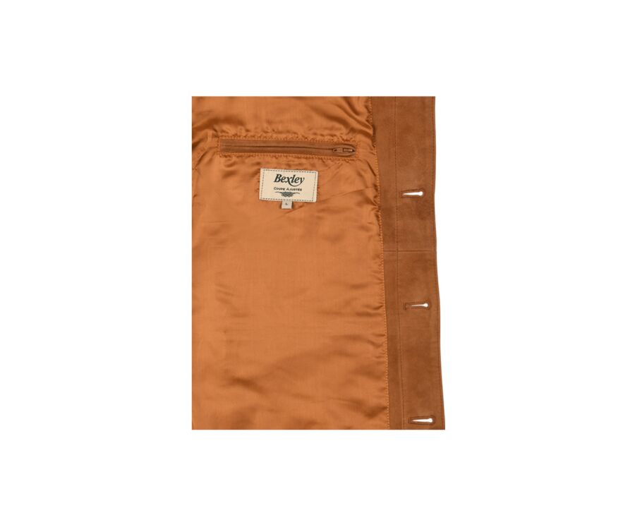 Men's Caramel Suede Leather Jacket  - FAUSTIN