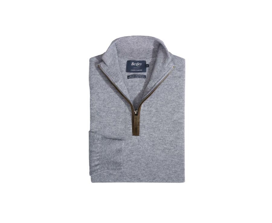 Grey Melange half-zip wool jumper - KEITHY