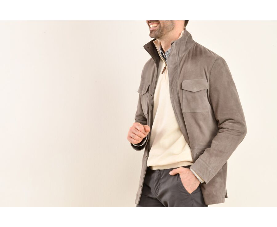 Men's Taupe Leather Jacket - FULBERT