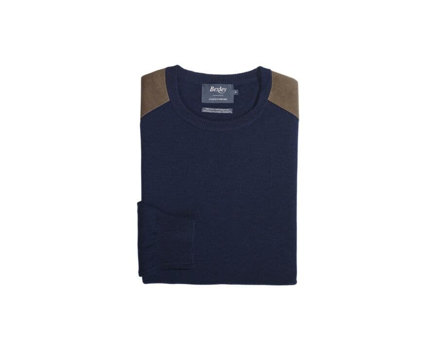 Navy Blue round-neck wool jumper - CONOW