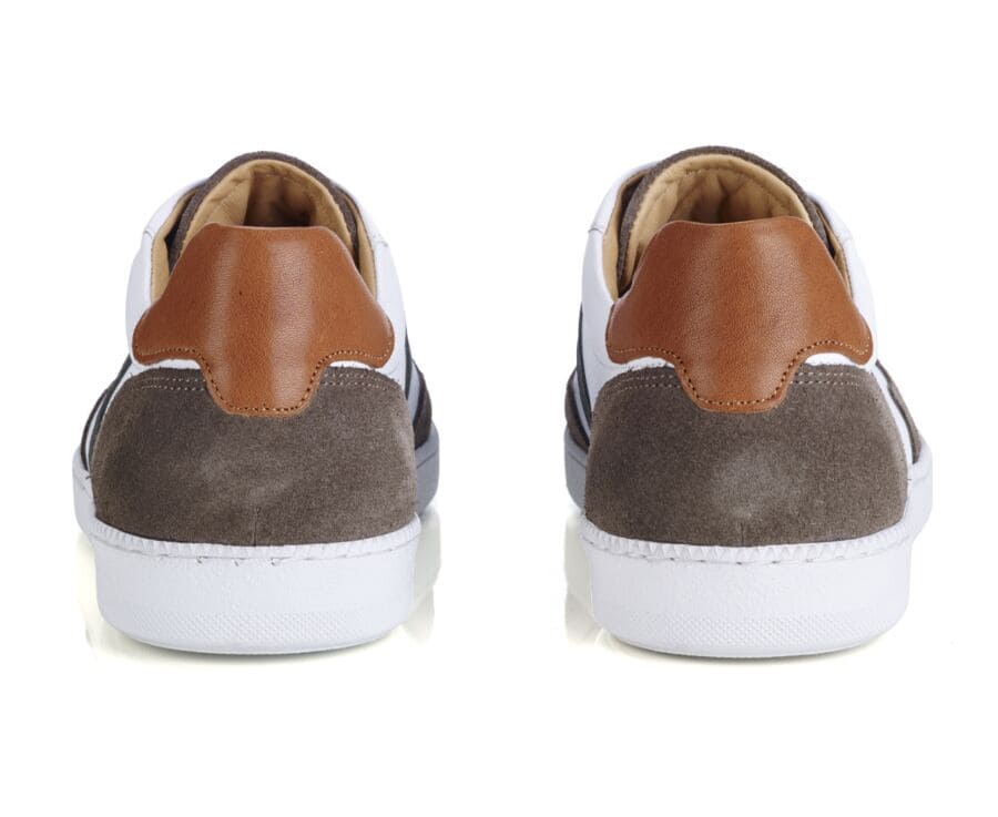 White Taupe and Green Men's leather Trainers - BERRINGA