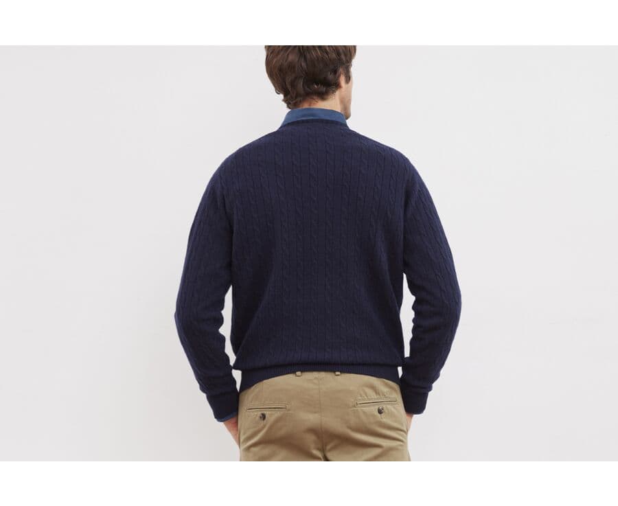 Navy Blue wool with cord pattern jumper - CONTOR