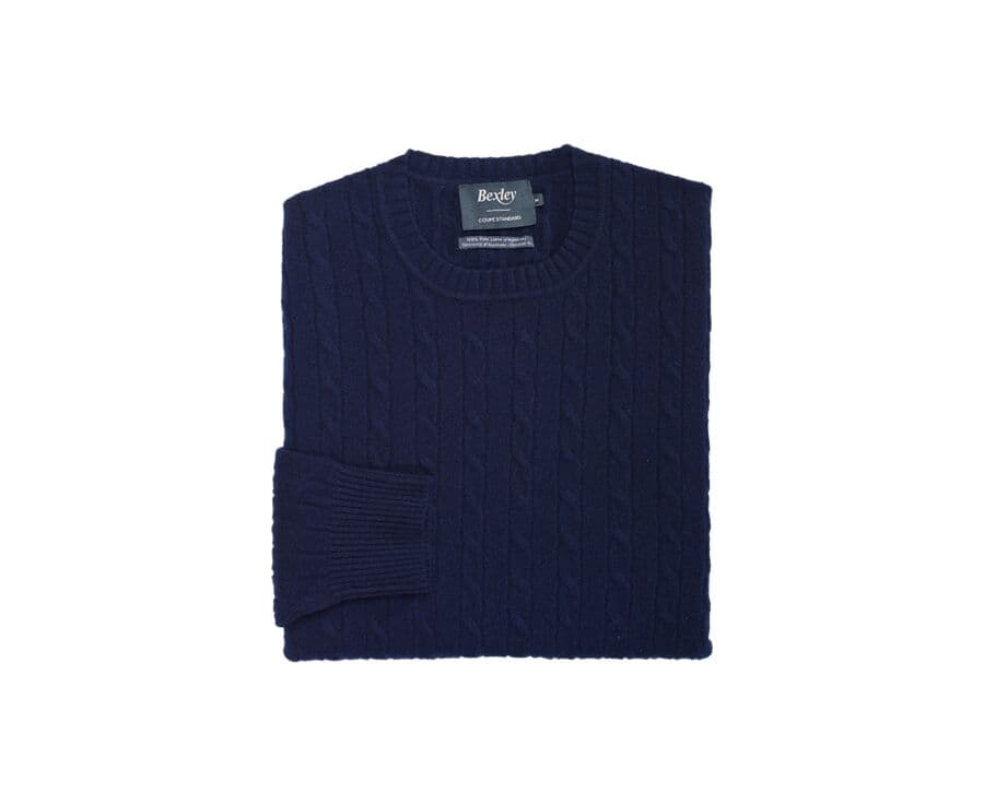 Navy Blue wool with cord pattern jumper - CONTOR