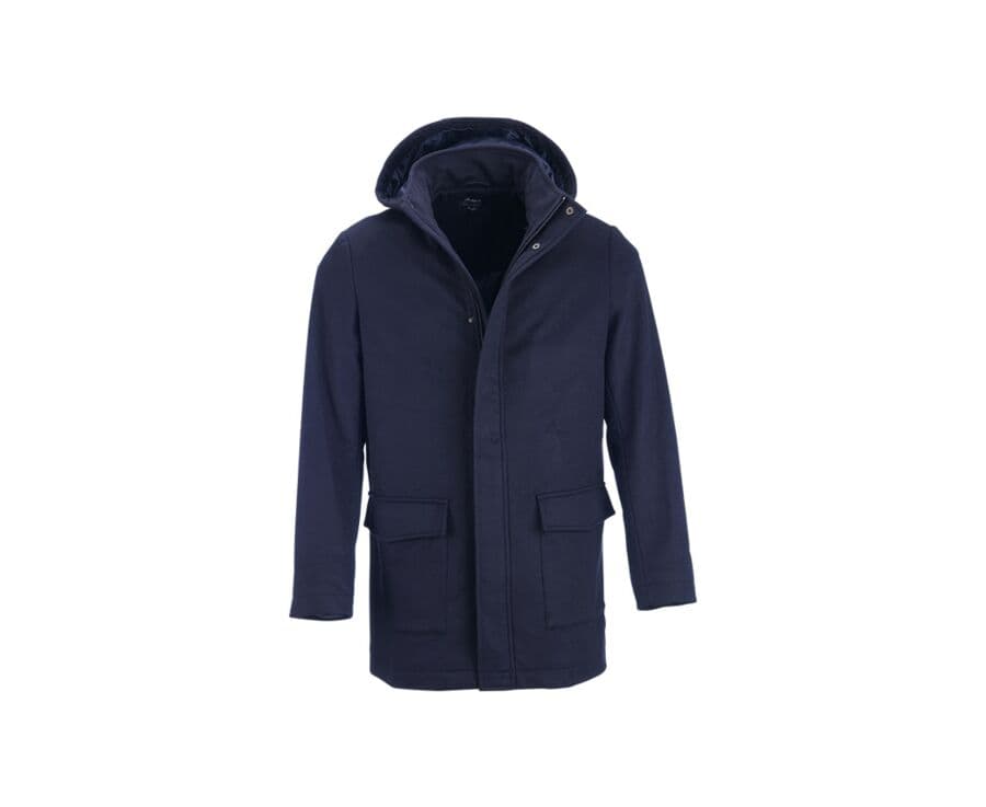 Navy Men's cashmere wool coat - GRELLAN