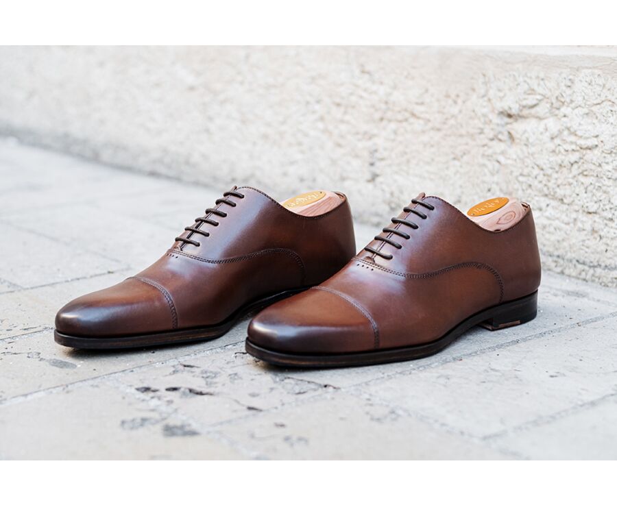 Patina Chestnut Oxford shoes - Leather outsole & rubber pad - SPEZIA II PATIN