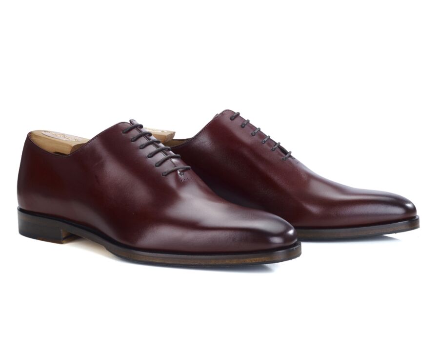 Bright Burgundy Men's Oxford shoes - Leather sole with pad - BELLAGIO PATIN